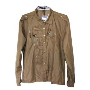 NWT Masorini AOWOFS Mens Jacket Brown Faux Vegan Moto Leather Jacket Zippers Zip